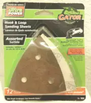 Gator 7833 Hook & Loop Sandpaper Sheets 12-Pack - 80, 120, 220 Grit Pack - NEW