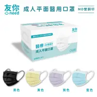 在飛比找momo購物網優惠-【友你】成人平面醫用口罩 台灣康匠製造(50入/盒 4色可選