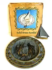 Verdigris Solid Brass Sundial With Sailboat Nautical Very Rare 10" Vintage - NEW