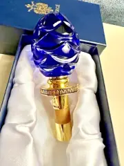 FABERGE Cobalt Blue Egg Crystal Wine Bottle Stopper w Twist Lock NEW in Box