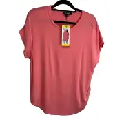 Buffalo David Bitton Women's Short Sleeve Top Soft French Terry Pink Size Small