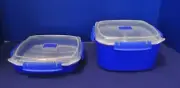 Sistema Microwave Food Steamer with Removable Basket 83.5 oz and 29.75 oz Blue