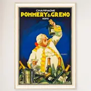 Galrie Vintage Champagne Pommery and Greno Reims Advertising Poster for Home Decor, Wood Frame, A1 60 x 84cm (23 x 33inch)