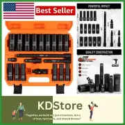 Professional 1/2" Drive Socket Set, 20 Pcs, Laser Marked for Easy Identification