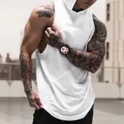 Athletic-inspired Mesh Panel Men's Cotton Hoodie Tank Top