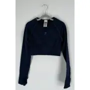 GymShark Flex Long Sleeve Crop Top Womens Medium Navy Denim Blue New B1A3L