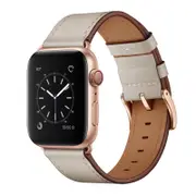 Nevenka Classic Watchband Cowhide Suitable for iWatch Ultra Series 8 SE 7 6 5 4 3 2 1-Black-OffWhite