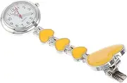 [MOBUTOFU] 1pc Fashion Hanging Watch Tiny Keychain Flashlights High Lumens Badge Nurse Fob Watches Second Pen Heart Shaped Nurses Tan Accessories Pocket Watch Personalized Watch Yellow