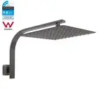 Square 8/10/12'' Rain Shower Head Set Gooseneck Arm Wall Mounted Gun Metal Grey