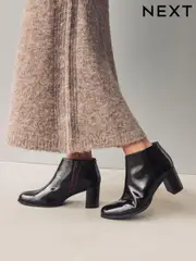 Burgundy Red Patent Forever Comfort® Leather Block Heeled Almond Toe Boots (B92395) | $111