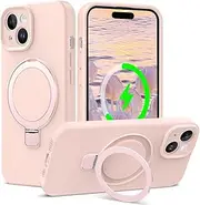 RUNGOS for iPhone 13 Case Magsafe, with Stand & Ring Holder [Natural Liquid Silicone] [Strong Magnetic] [Military-Grade Shockproof] Soft Microfiber Lining Cover for iPhone 13 Phone Case Sturdy 6.1''