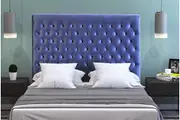 Istyle Modern Classic Mansory Double Velvet Bed Head Blue