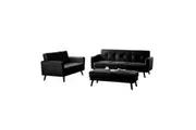 Esben 6-Seater Velvet Sofa Bed Set w/ Ottoman - Black