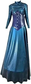 [DAIJES] Women French Latex Dress with Latex Corset Cosplay Clothing 0.4MM Rubber Metallic Blue