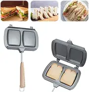 TOWEBOORY Stovetop Toasted Sandwich Maker, Double-Sided Sandwich Baking Pan Non-Stick Sandwich Baking Pan with Detachable Handles Camping Toastie Maker for Breakfast Home Outdoors Camping (B)