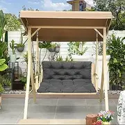 Outdoor Canopy Swing Cushions for 2/3 Seater Waterproof Backrest Replacement Pads for Garden Rocking Chair Courtyard Patio Furniture Cushion Set 100 * 100 * 10cm Dark Grey