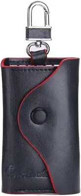 Leather Key Case Mens Small Car Key Chain Cover with Keyring Key Fob Key Organiz