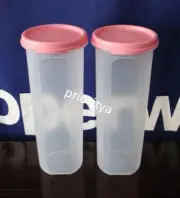 Tupperware Modular Mates Round #4 Container 890ml / 4.75 cup Pink Seal Set 2 New