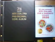 NEW ZEALAND PRE DECIMAL COIN ALBUM BLACK COLOUR 1933 - 1965 COMBO with CATALOGUE