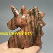 2" Natural Sesame red unicorn skull Quartz Crystal Skull Reiki Healing Gem 1pc