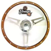 Morris Minor Mini Classic 16" Wood Rim Steering Wheel & Fitting Boss Badged Horn