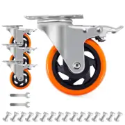 4 Inch Swivel Casters Wheels 2000Lbs Heavy Duty Casters with Brake Polyuretha...