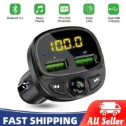 Bluetooth Car Phone Charger FM Radio 2x USB Wireless Adapter Cigarette Lighter
