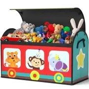 Toy Storage Organizer for Kids, Large Sturdy Flip-Top Toy Box with Fabric Lid
