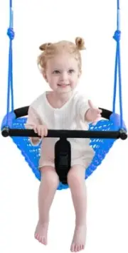 2 -in- 1 Toddler Swing. Swing Seat for Kids with Adjustable Ropes, Blue