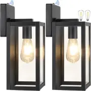 2-Pack Dusk to Dawn Outdoor Wall Light Fixtures with 2 LED Bulbs, Exterior Wall