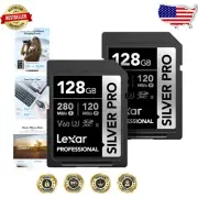 Dual Pack 128GB Silver Pro SD Cards - 280MB/s Read Speed for Photographers