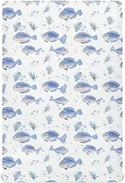 Fitted Crib Sheets for Boys Girls Soft Mattress Sheet Fits Standard Crib and Toddler Mattresses 52x28in Cute Winter Flounder Fishes
