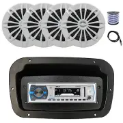 Pyle Marine Radio,Spa Bezel,Adapter, Antenna,Wire, 4x 6.5" 180W White Speaker