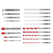 Milwaukee Masonry Drill Bit Carbide 3-Flat Shank Glass/Tile/Natural Stone (18Pc)