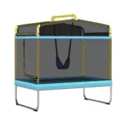 NNEDSZ 6FT Trampoline for Kids w/ Enclosure Safety Net Swing Rectangle Yellow