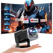 【180°-Rotation Adjustable Stand】Smart Mini Projector with WiFi and Bluetooth,...