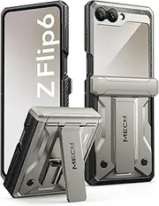 [Tongate] for Z Flip 6 Case with Kickstand & Belt-Clip, [Hinge Protection Cover][Bulit-in Screen Protector] Military Grade Shockproof Phone Case for Samsung Galaxy Z Flip 6 5g 2024, Tigray