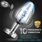 Vibrator Toy Thrusting Dildo Prostate Pulsing Remote Bead Butt Metal Plug