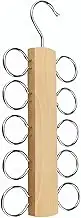 LMSAWK Scarf Hanger Wooden, Scarf Holder for Closet Organizer and Storage, Tie Hanger Scarf Rack, Space Saving Hangers with 10 Loops for All Scarves, Ties, Belts (Wood Color)