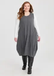 [TS] Taking Shape Honeycomb Pinafore Dress Size 10 in Grey, Viscose - Plus Size Women's Clothing Grey