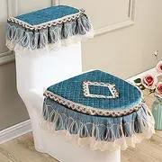 HDVCRNBAVW 3pcs Toilet Seat Cover Decorative Tank Cover Purple Blue Toilet Case Bathroom Washable Closestool Seat Cover Toilet seat Cover(Blue Green)
