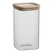 Ecology Store Square 1.5L/19cm Glass Canister w/ Lid Container Storage Clear