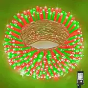 100 LED Red and Green Lights Outdoor - 33Ft Red Green String Lights Indoor Clear