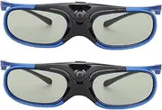 2 Pack DLP Link 3D Glasses, Rechargeable Active Shutter Eyewear Glasses, 144Hz, for All DLP Link 3D Projectors
