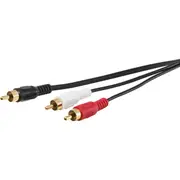 PRO2 LA3097 2M RCA To 2X RCA Plug Lead RCA Plug To 2X RCA Plug 'Y' 1X RCA Plug To 2X RCA Plugs 2M