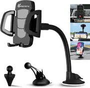 Vansky Car Phone Holder Mount, 3-In-1 Universal Cell Phone Holder Car Air Vent Holder Dashboard Mount Windshield Mount for Iphone 12 11 X XR 7/7 Plus, Samsung Galaxy S9 LG Sony and More