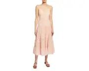 NWT $440 ALICE + OLIVIA Shanti Button-Front Tiered Maxi Dress in size 12!