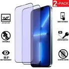 2PCS For iPhone 16 15 14 Pro Max Anti-Blue Light Screen Protector Tempered Glass