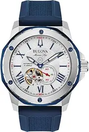 [Bulova] Mens Analogue Automatic Watch with Silicone Strap 98A225, Blue, Strap