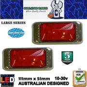 2 x LARGE SERIES RED LED MARKER LIGHTS LAMPS 10-30v WITH CHROME BODY (2pcs)